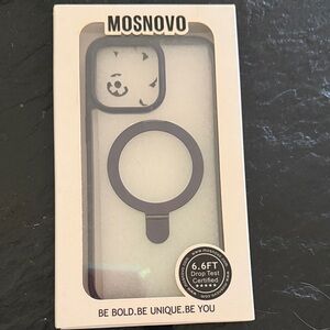 MOSNOVO Ring Holder Phone Case - clear with purple Trim iPhone 14 Pro Max